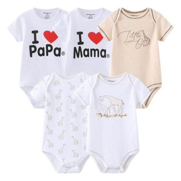 Set of 5 Short Sleeve Baby Romper Cloth - Picture 1 of 6